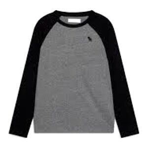 Abercrombie Kids Raglan Long Sleeve Tee, Gray & Navy Size 15/16